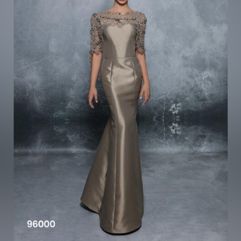 Tarik Ediz Almondine Long Sleeve Gown